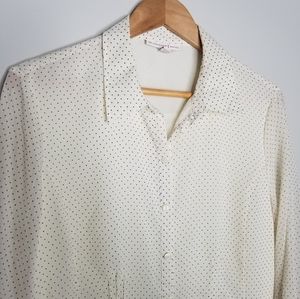 JM Collection Petite Sz 16P Polka Dot Lined Button Down Blouse